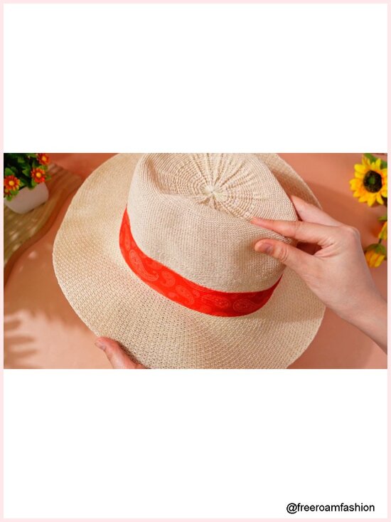 Paisley Straw Cowboy Hats for Adults Bulk Pack of 6
